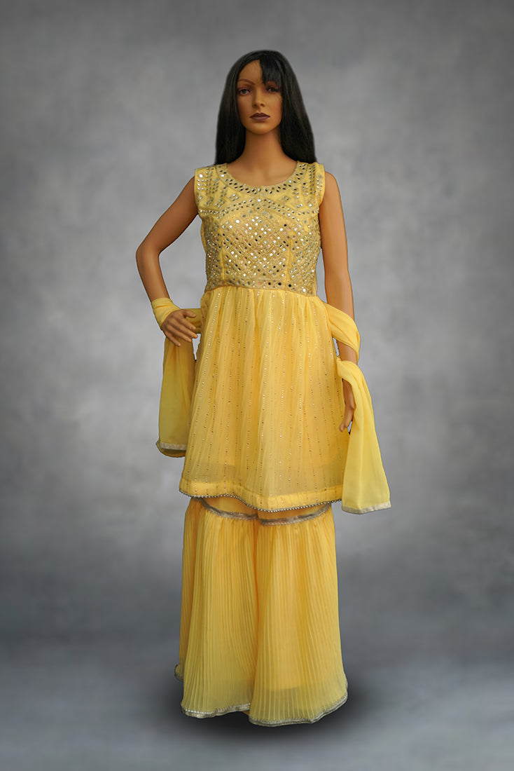 Chiffon Sharara Set in Yellow