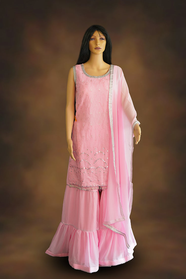 Chiffon Sharara Set in Pink