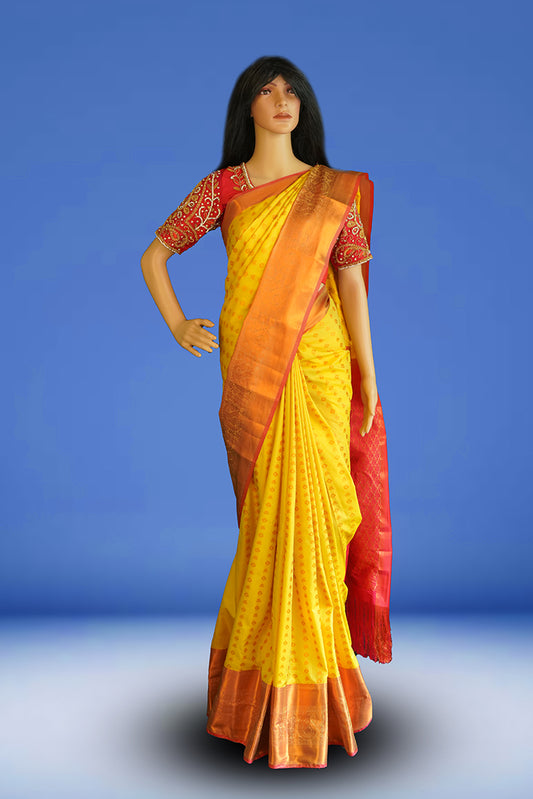 Kancheepuram Silk Saree in Yellow