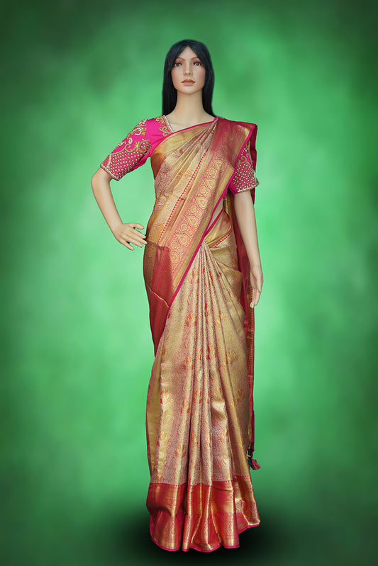 Kancheepuram Silk Saree in Gold and Silver