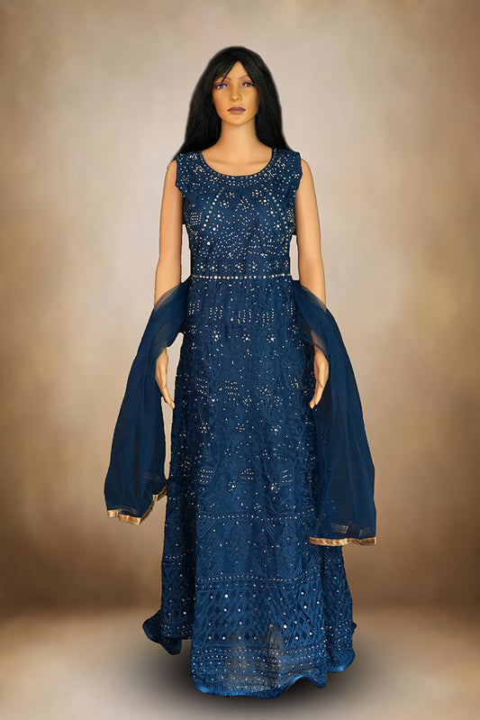 Blue Long frock / Chudidar Set