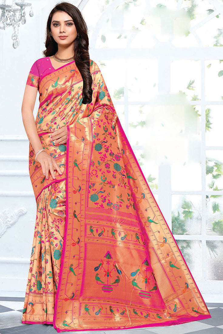 Paithani Saree in Cherry Gold