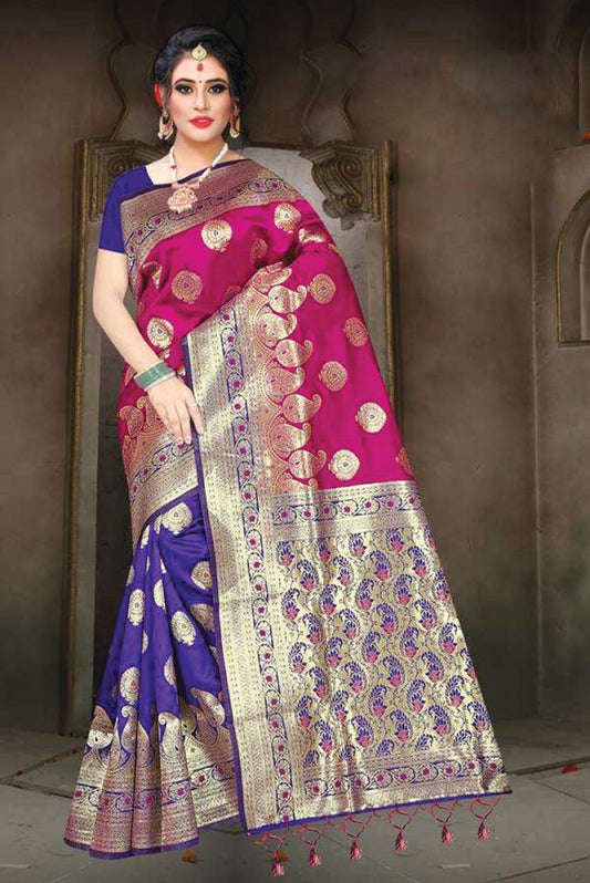 Banarasi Gudiya Saree in Purple and Pink