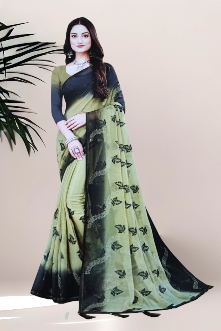 Georgette Double shade Saree in Green