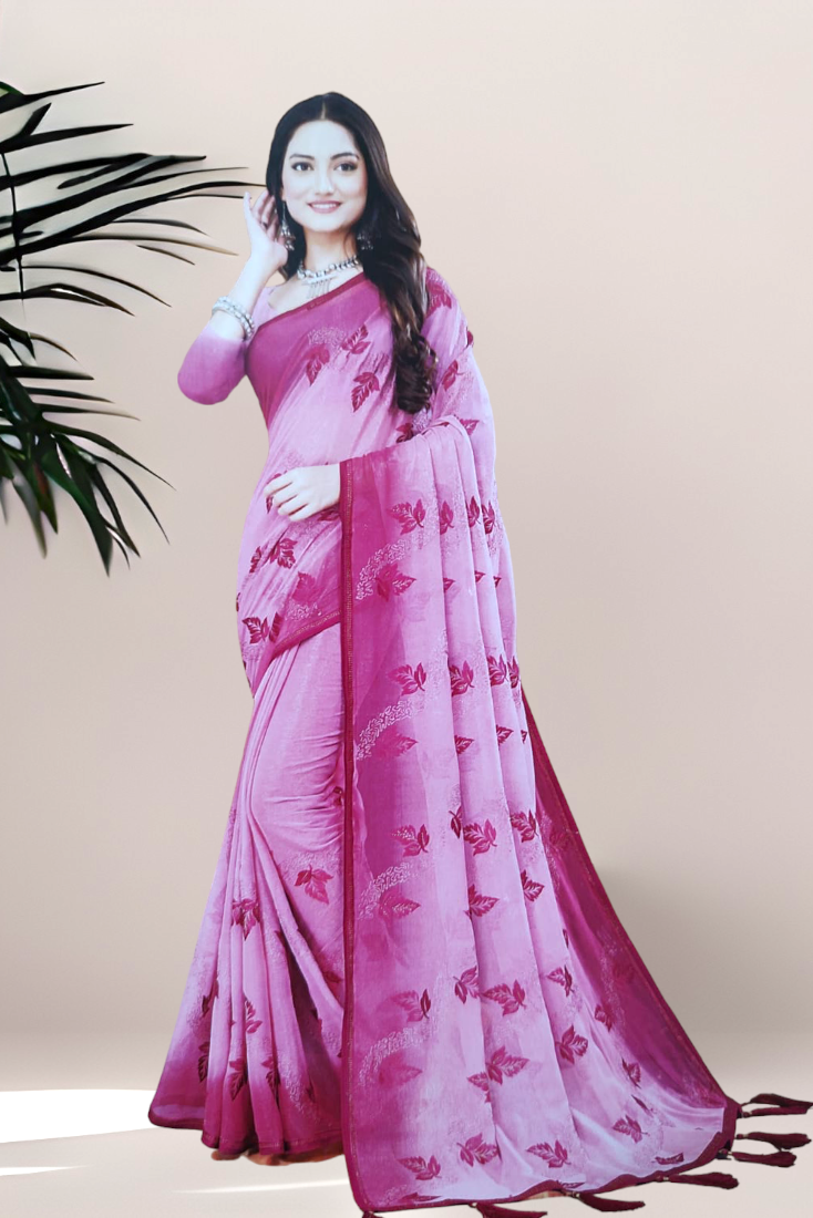 Georgette Double shade Saree in Pink