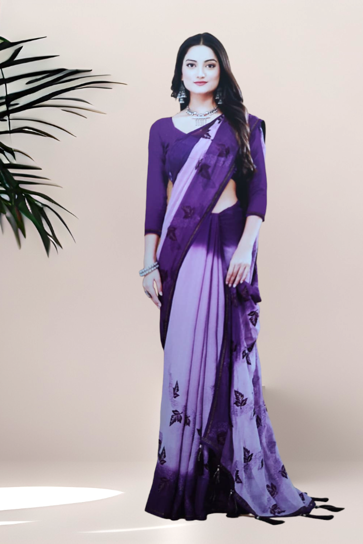 Georgette Double shade Saree in Purple & Lavendar