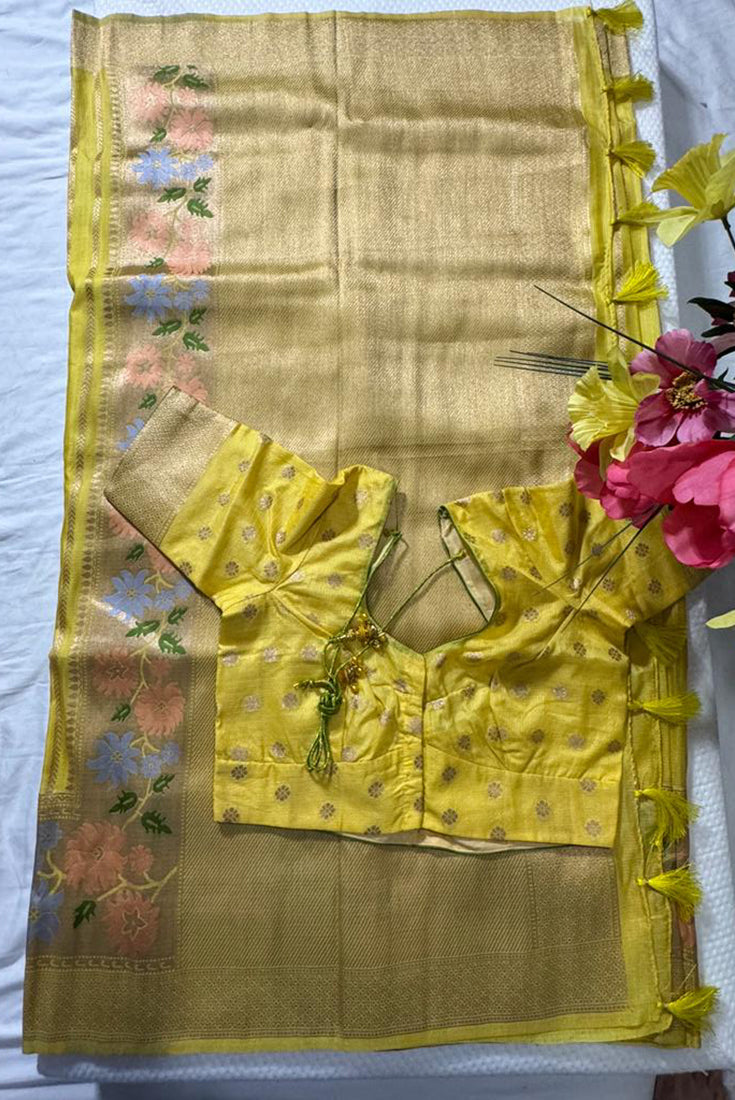 Kota Fancy Saree in Canary Yellow