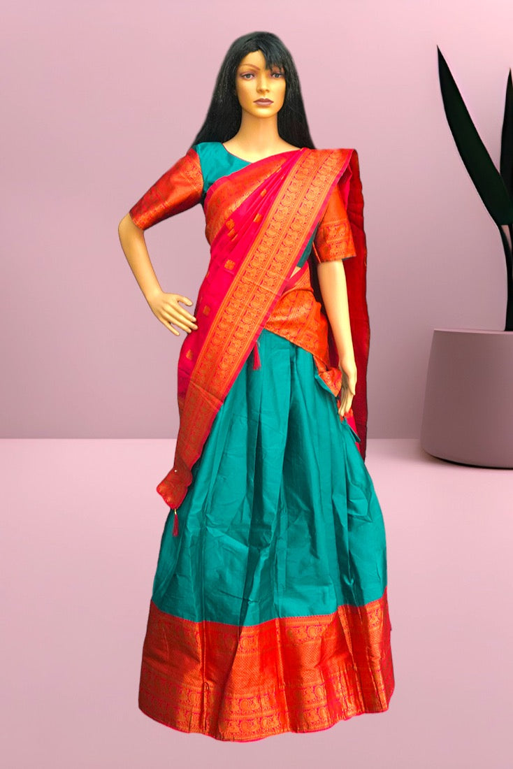 Narayanpet Silk Crop Top Set/ Half Saree