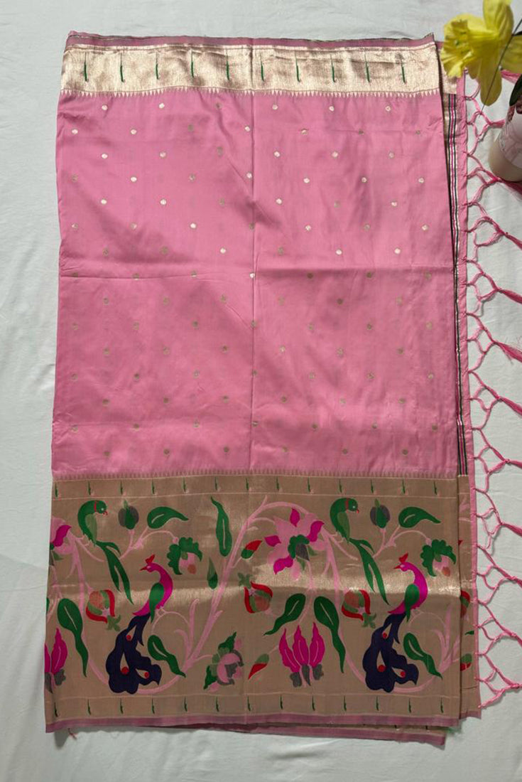 Pastel Pink Paithani Saree