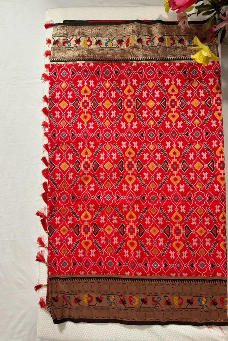 Patola Silk Saree in Red and multi-color