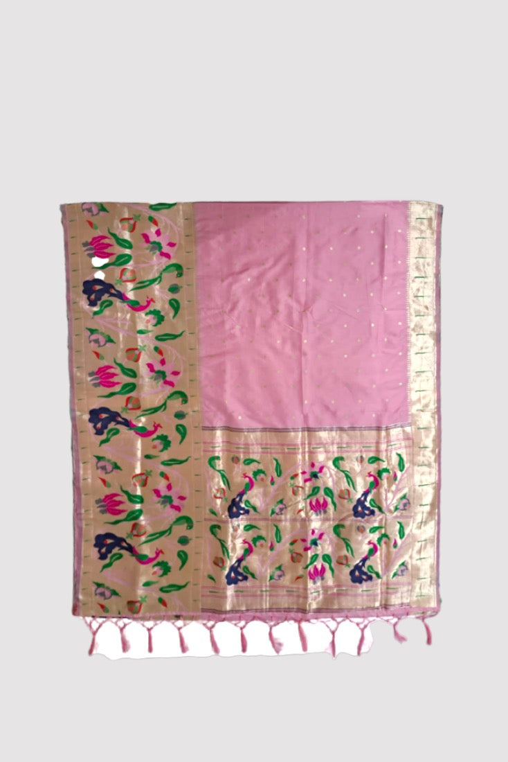 Pastel Pink Paithani Saree