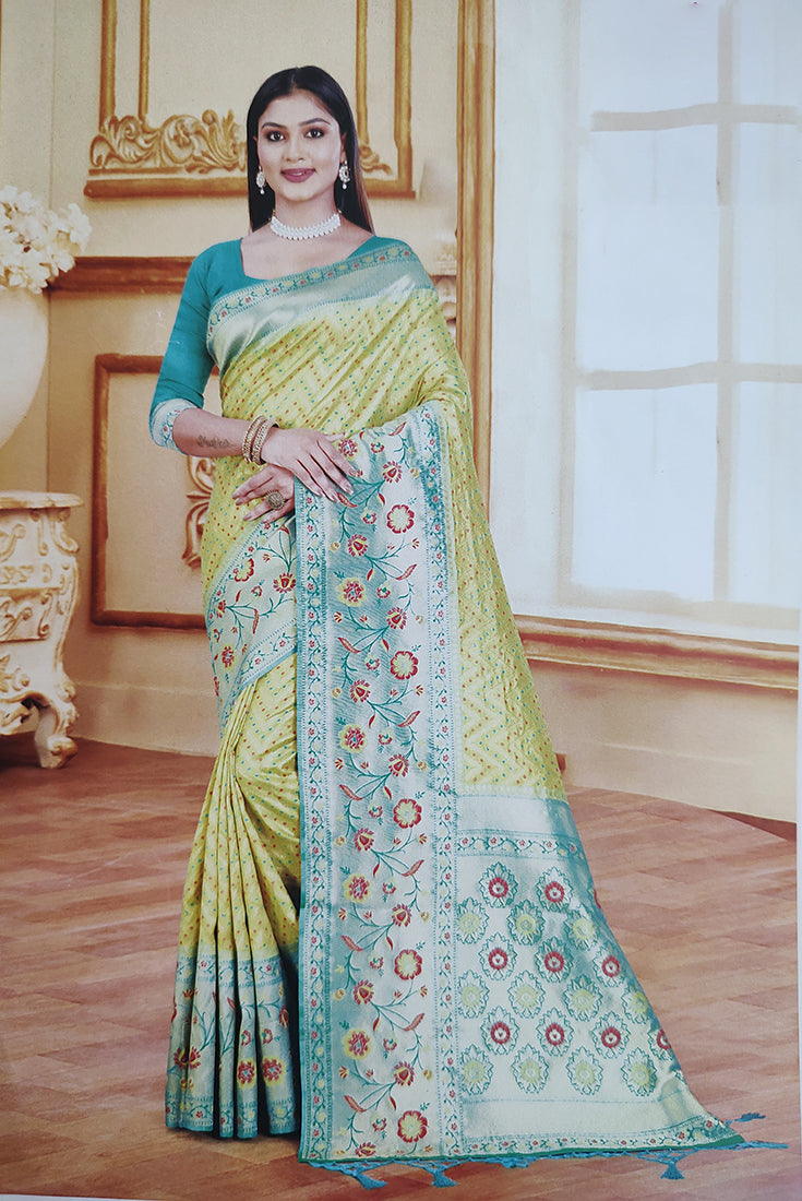 Banarasi Paithani Saree in Pastel Yellow