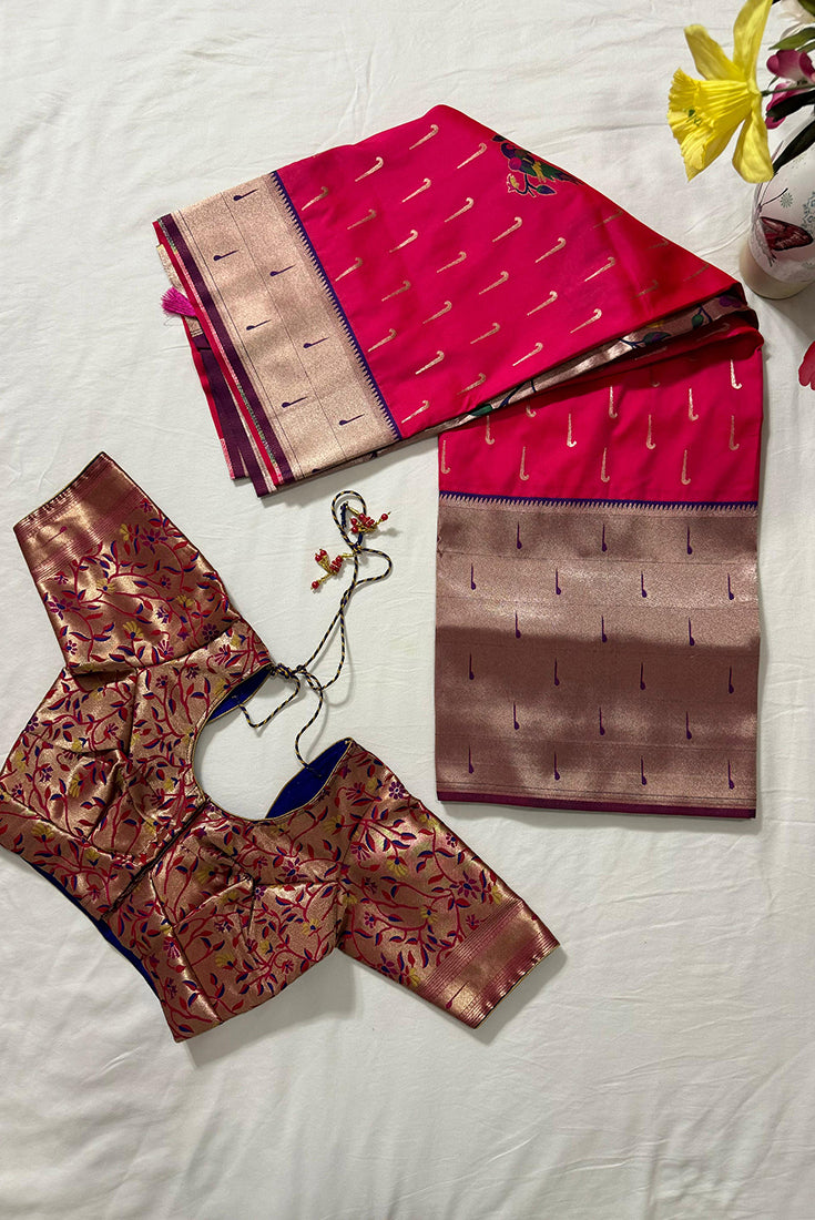 Pink Paithani Saree in Banarasi Silk