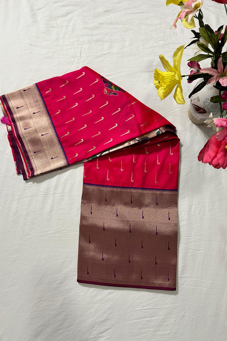 Pink Paithani Saree in Banarasi Silk