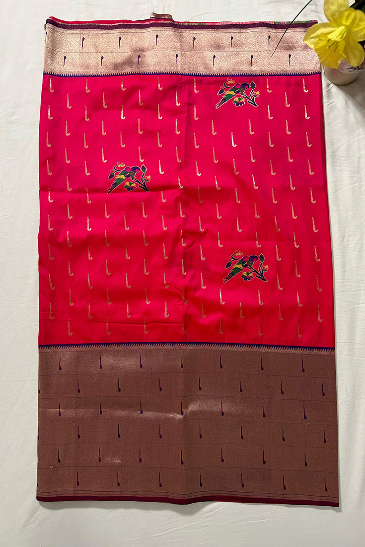 Pink Paithani Saree in Banarasi Silk