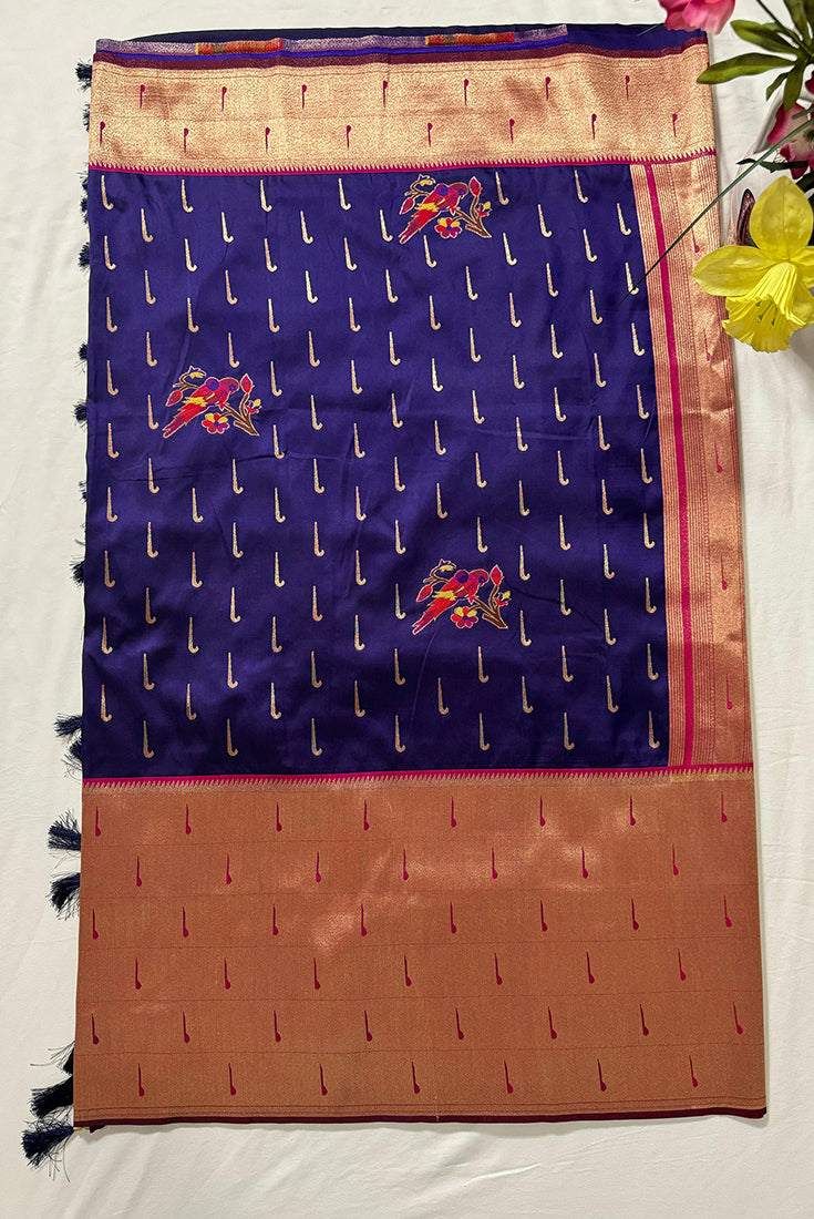 Paithani Banarasi Silk Saree in Blue