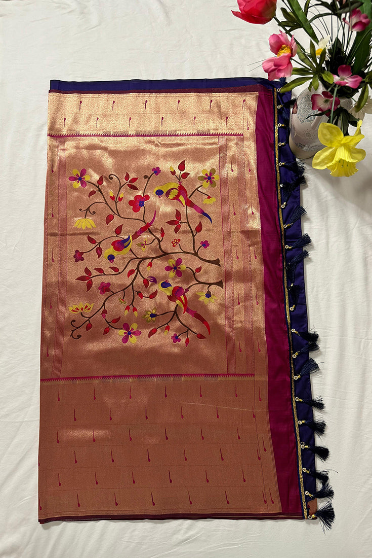 Paithani Banarasi Silk Saree in Blue