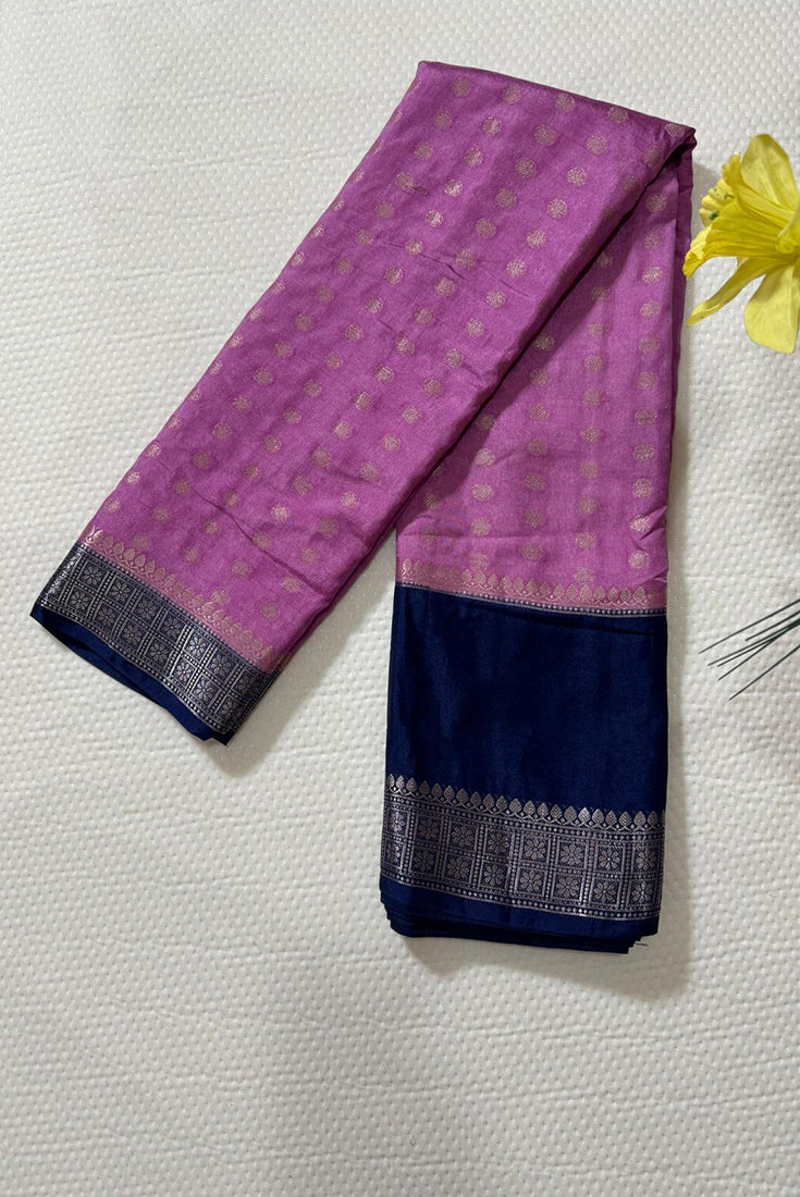 Dola Silk Saree with Gap Border in Pastel Pink