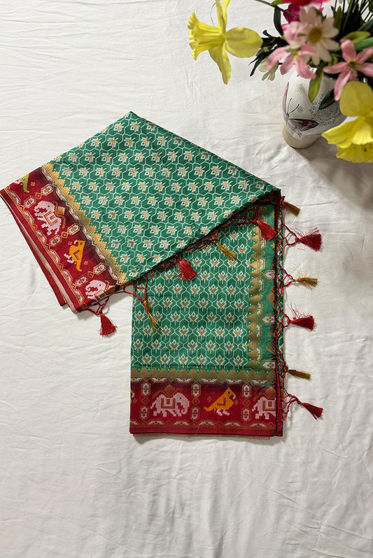 Banarasi Patola Saree in Light Green