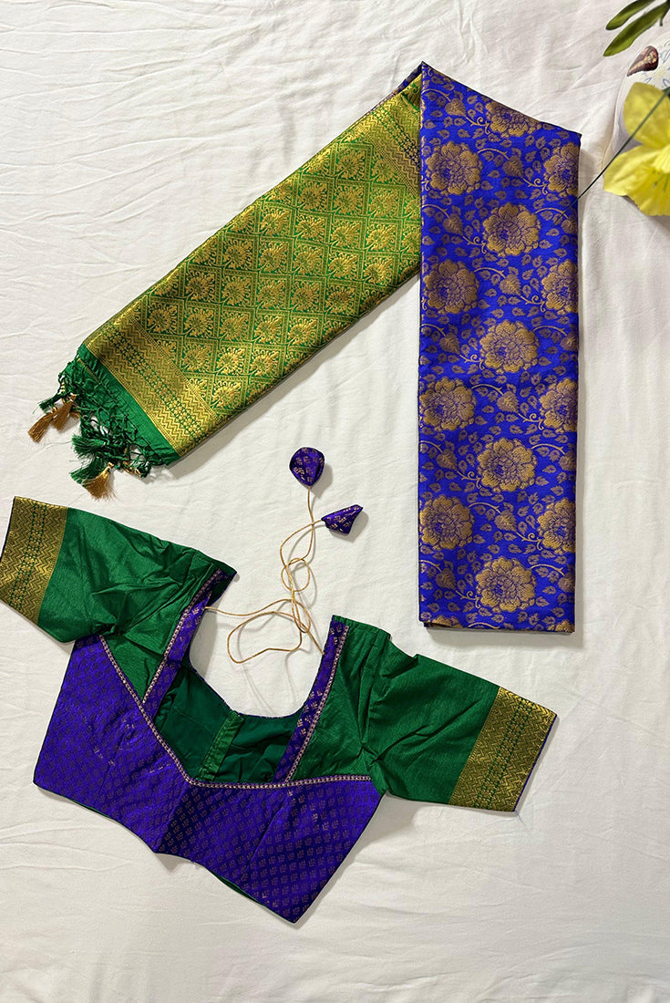 Banarasi Fancy Saree in Blue and Green