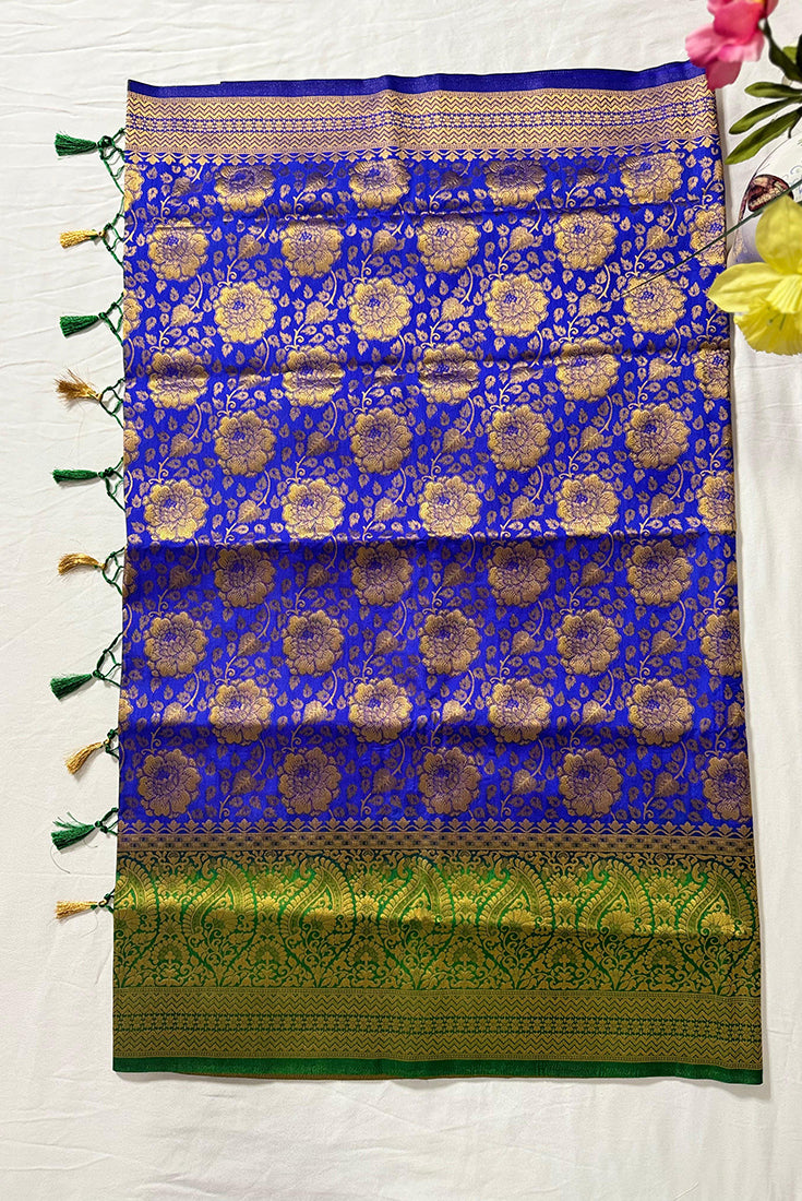 Banarasi Fancy Saree in Blue and Green