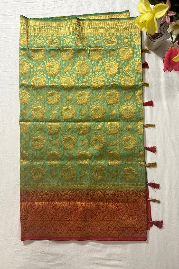 Banarasi Fancy Saree in Pastel Green