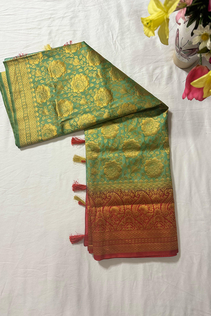 Banarasi Fancy Saree in Pastel Green