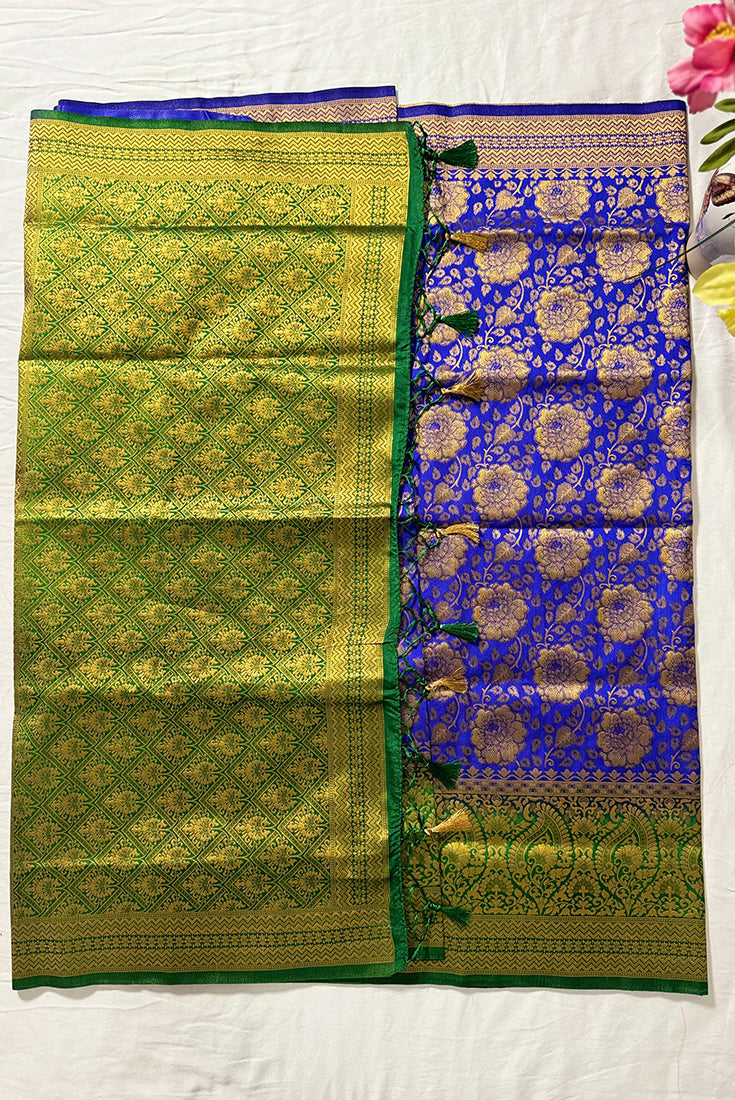 Banarasi Fancy Saree in Blue and Green