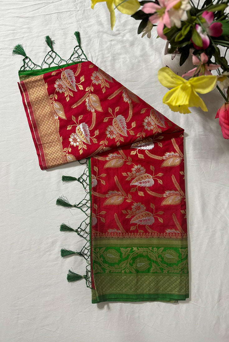 Banarasi Fancy Saree in Dark Red