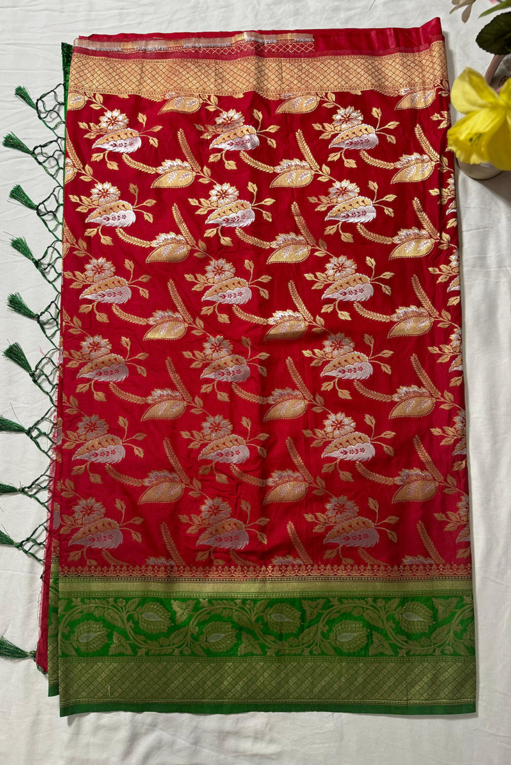 Banarasi Fancy Saree in Dark Red