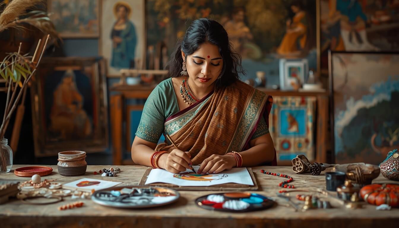 lucid origin a premium website hero image for an indian handcrafted arts brand. a creative in 0 (1)